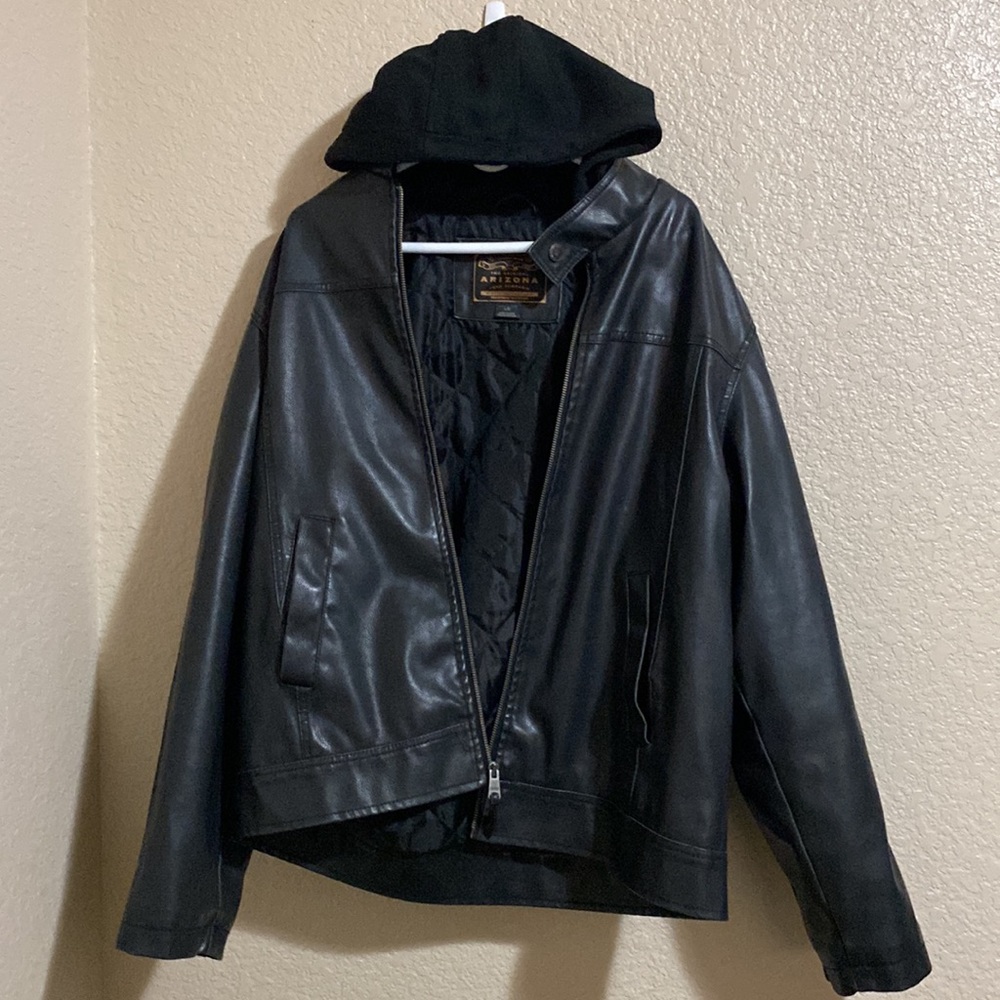 Heavy Duty Hooded Vegan Leather Jacket